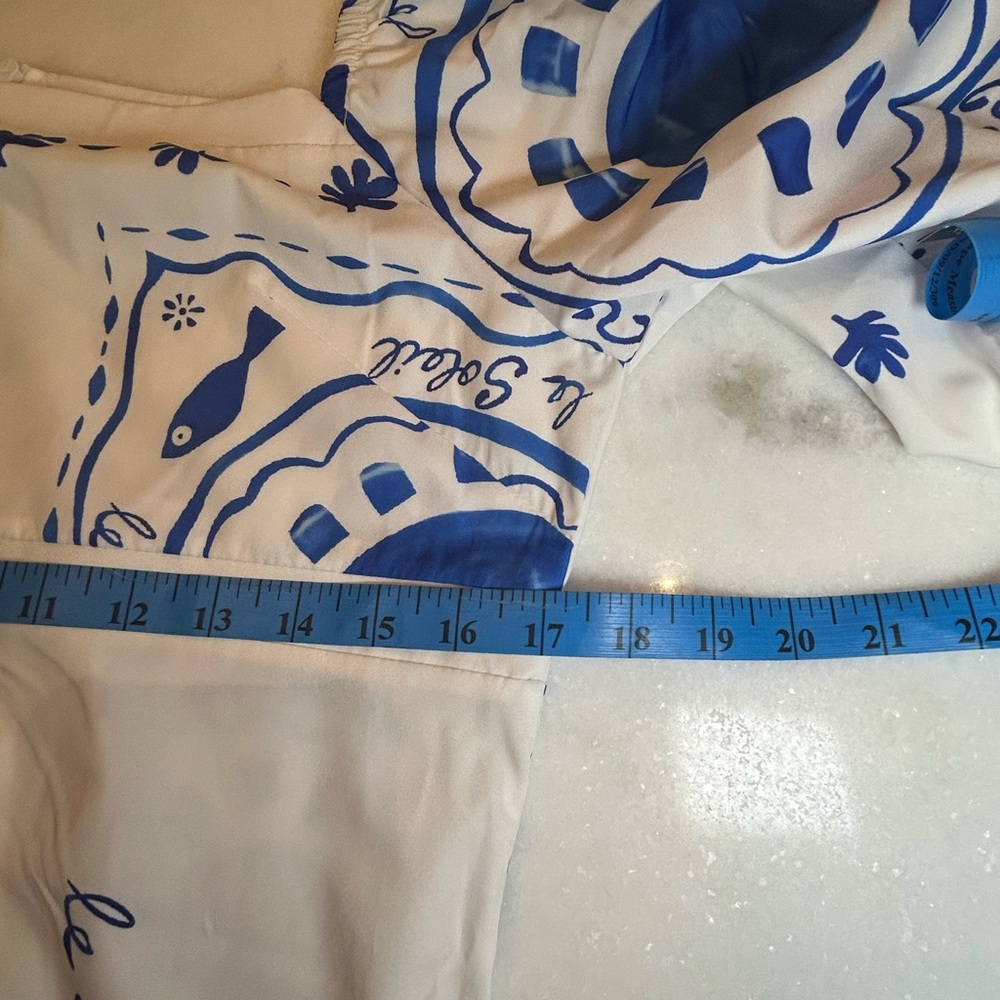 White and Blue Mediterranean Square-Neck Maxi Dress XXL - Picture 9 of 12